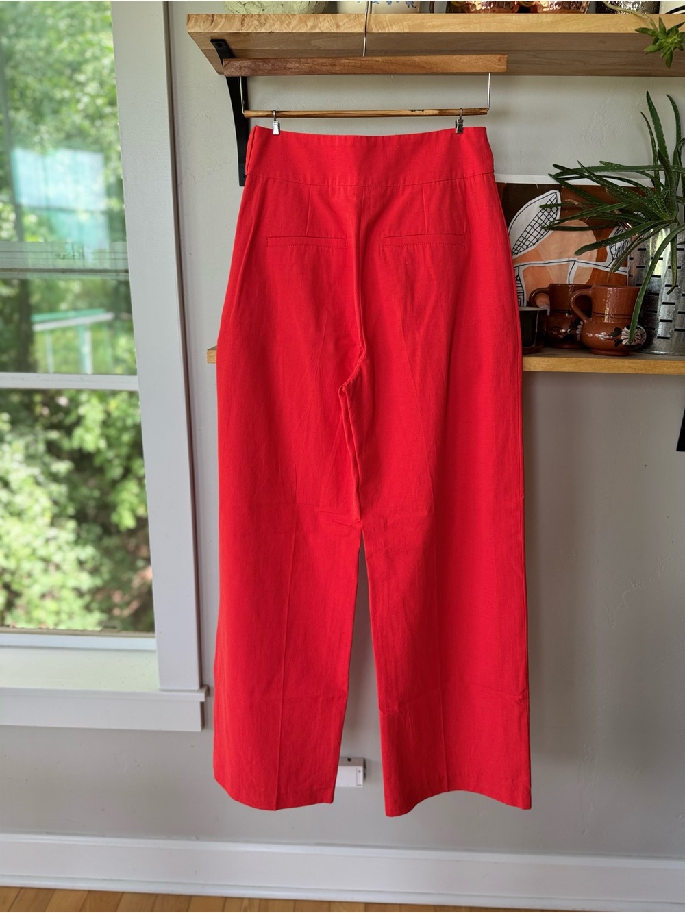 Sezane Coral Red Aldo Trouser Cotton Blend High Waist Dress Pants Size 38 or 6 - Picture 8 of 16